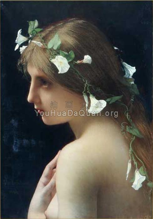 Nymph with morning glory flowers - 朱·约瑟夫·勒费弗尔